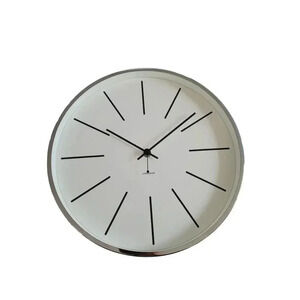 Jonsson Modern Silver‎ Wall Clock Battery Operated NIB
